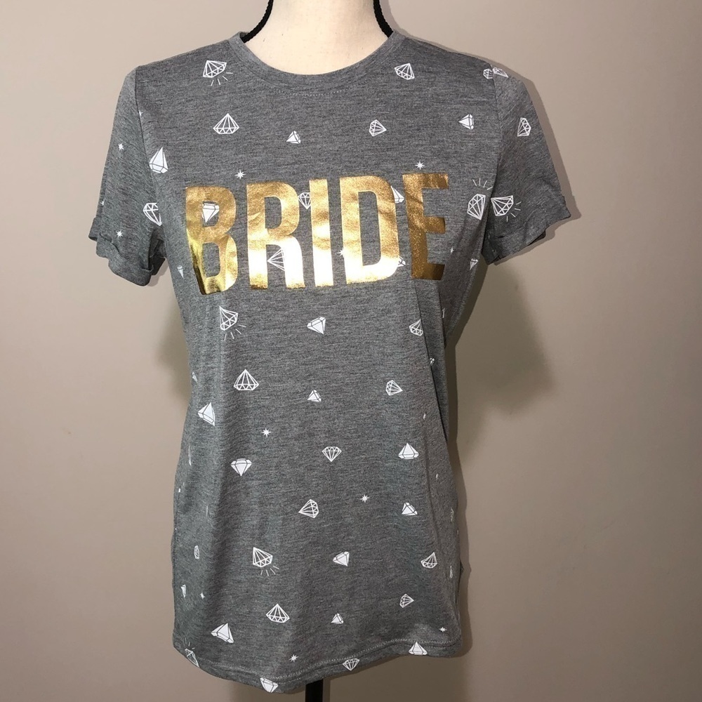 Bride Gray T-Shirt Size M Modern Lux Gold Graphic